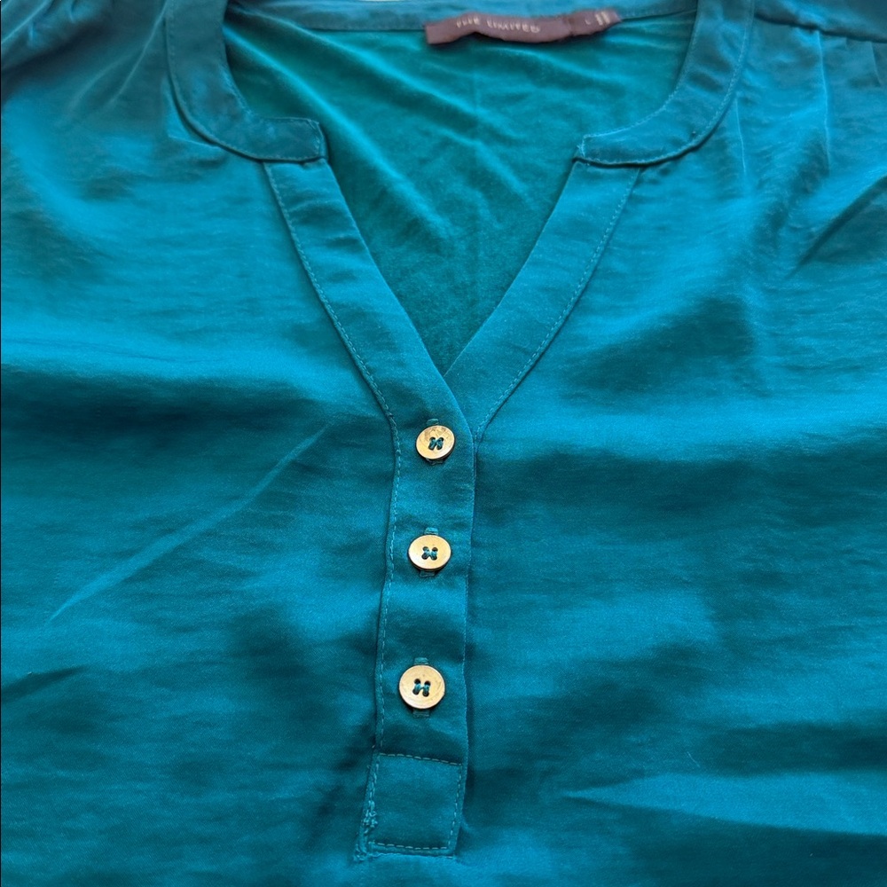 The Limited Teal Sleeveless Tank with Button Placket - Picture 2 of 4